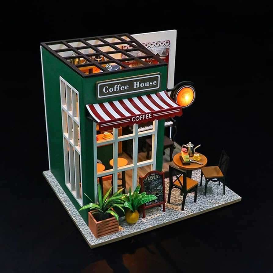 Amazon | Cjeuxnr DIYモデル コーヒーショップ ミニチュア